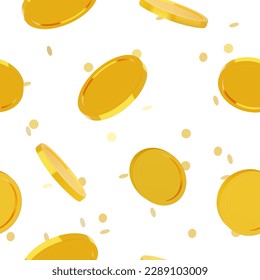 Monedas en vuelo doradas vectorial de patrón fluido