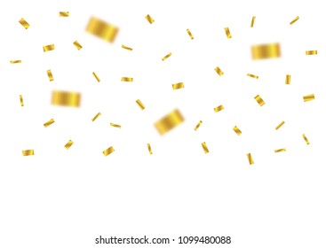 Golden flying confetti background, blurred confetti. Festive holiday background