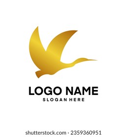 Golden flying duck logo design vector