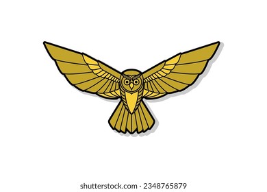 Golden Flying Owl Symbol Vector Design Illustration