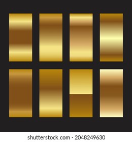 Golden foil gradient texture background. Gold, copper, brass and metal set template. Vector illustration