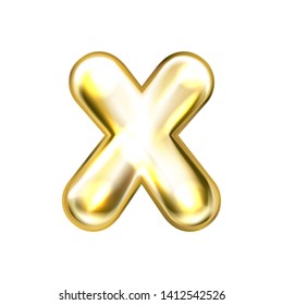 Golden foil inflated alphabet symbol, isolated letter X