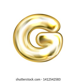 Golden foil inflated alphabet symbol, isolated letter G