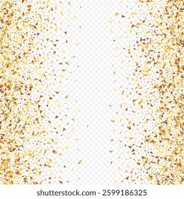 Golden Foil Isolated Transparent Background. Abstract Shine Background. Gold Glow Effect Card. Tinsel Transparent Illustration.