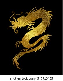 Golden foil paper cut out of a Dragon china