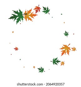 Golden Foliage Background White Vector. Leaf Decor Card. Orange Season. Realistic Design. Ocher Leaves Logo.
