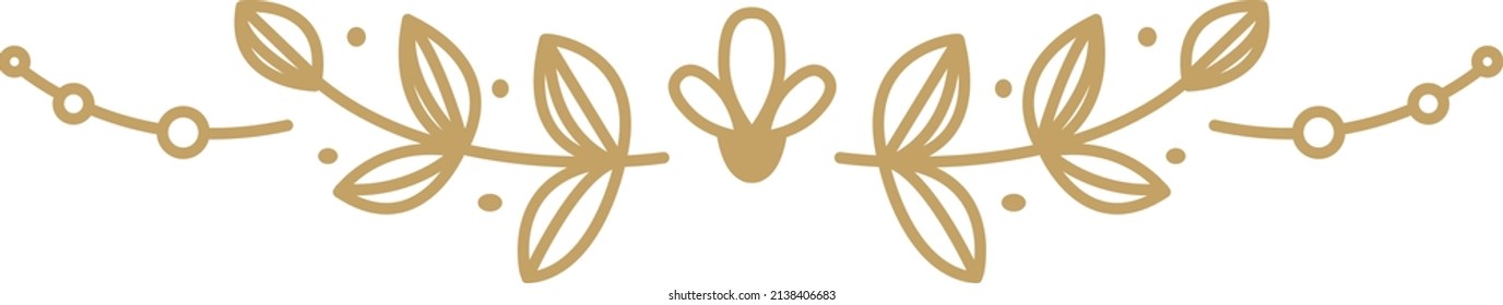 Golden foliage page divider. Decorative elegant border