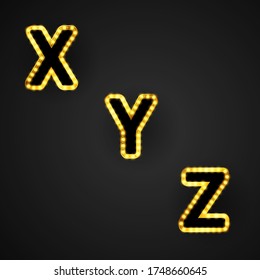 Golden font pattern text Vip Casino Сhips with Illustration. Set shapes composition. classic style golden logo poster Invitation. vector illustration