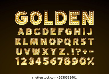 Golden font set collection, letters and numbers symbol. Vector illustration