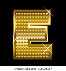 Golden font type letter E