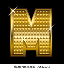 Golden font type letter M