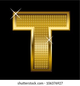 Golden font type letter T