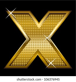 Golden font type letter X