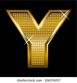 Golden font type letter Y