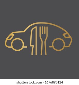 golden food delivery icon- vector illustration