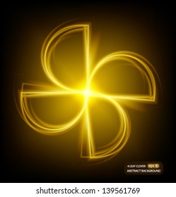 golden four leaf clover abstract background