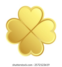 golden Four Leaf Clover symbol design vector illustration isolated on white background