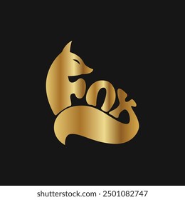 Golden fox logo design template