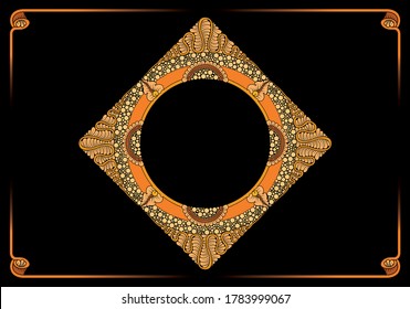 golden frame with an abstract background and floral ornaments