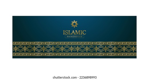 Golden frame arabic islamic banner background concept
