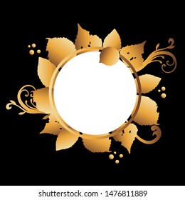 golden frame background of leaves