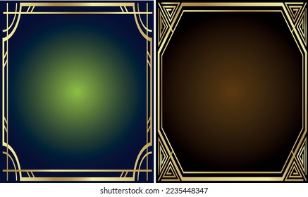 Fondo de marco GOLDEN SET CON color VERDE y MARRÓN Vector ilustración EPS10

