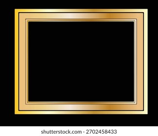 A golden frame with a black background, perfect for adding a touch of elegance to your photos or designs, creating a sophisticated and eyecatching visual element