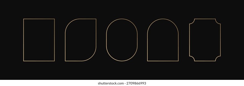 Diseño de Vector de línea de lujo de borde de marco dorado. Caja de lujo de fondo de forma moderna de marco dorado elegante rectángulo geométrico