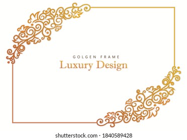 Golden Frame, Calligraphic, Monogram emblem, Heraldic, Fashion sign. Vector