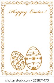 Golden frame for congratulations Happy Easter vector illustration