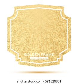 Golden Frame with Copy Space Isolated on White Background. Vector Illustration.