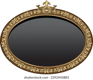 golden frame with crown - vector illustration