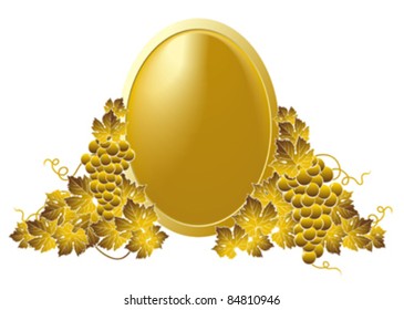 golden frame decorated grape and vine leaves
