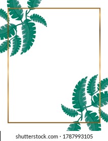 marco dorado con decoración de ramas diseño de ilustración vectorial
