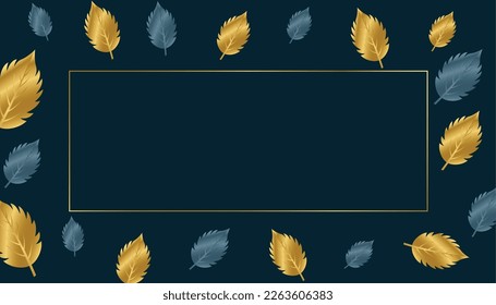 golden frame with decorative leaves and text space