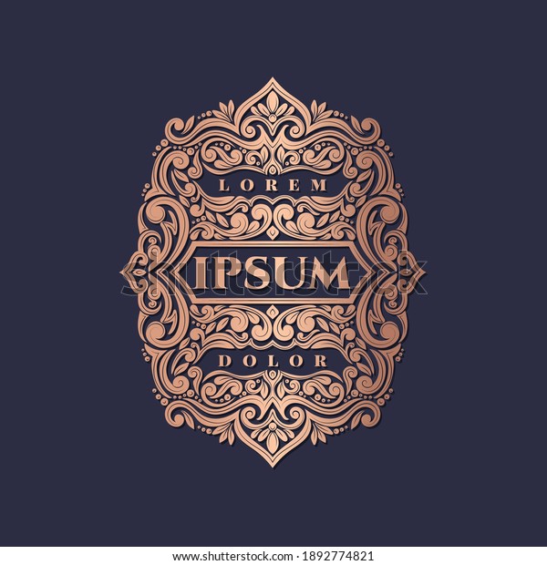Golden\
frame with decorative vector ornament. Elegant, classic elements.\
Can be used for jewelry, beauty and fashion industry. Great for\
logo, emblem, background or any desired\
idea.