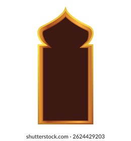 Golden frame is depicting a traditional islamic or arabic window, providing copy space