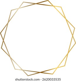 Golden frame with dodecagon shape creating a sophisticated and elegant design, ideal for invitations, cards, or any project requiring a touch of luxury and modernism