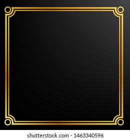 Golden Frame, Double outline, for Certificate, Placard or lunar element design, at Gradual Black and Red
