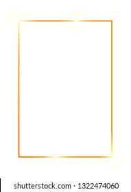 Golden frame with flare isolated on transparent background. Golden luxury realistic rectangle border. Vector illustration