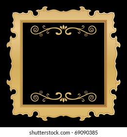 golden frame with floral background