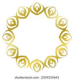 Golden frame with floral ornament isolated on white. Vector. Gold laurel wreath