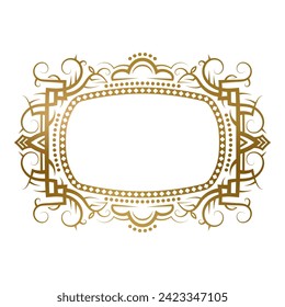 Golden frame with floral ornament for title. Suitable for vintage card decoration, nameplate or cover design.