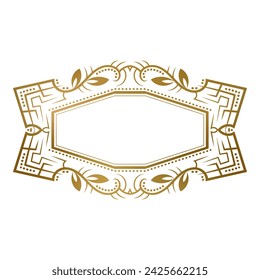 Golden frame with floral ornaments for text. Suitable for vintage page decoration, signboard or cover design. svg