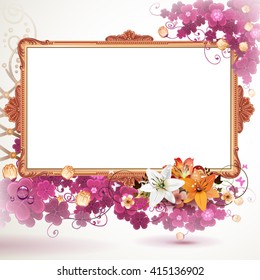 Golden frame with flowers