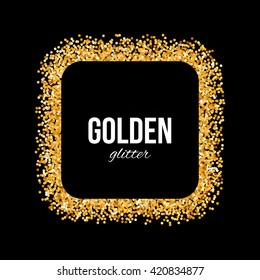 Golden Frame in the Form of Square with Text on Black Background