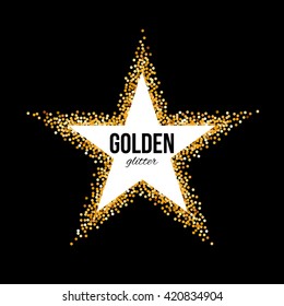 Golden Frame in the Form of Star with Text on Black Background