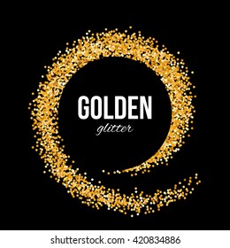 Golden Frame in the Form of Wave with Text on Black Background