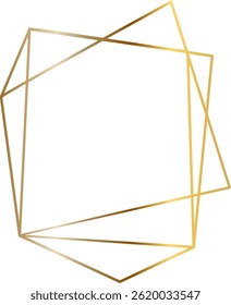 Golden frame forming an abstract geometric shape creating a modern and elegant design, ideal for invitations, cards, posters, and social media posts