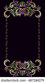 Golden frame gem vector
